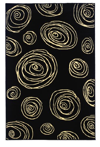 Black and White Contemporary Swirl Rug R127002 4'11 x 7'6