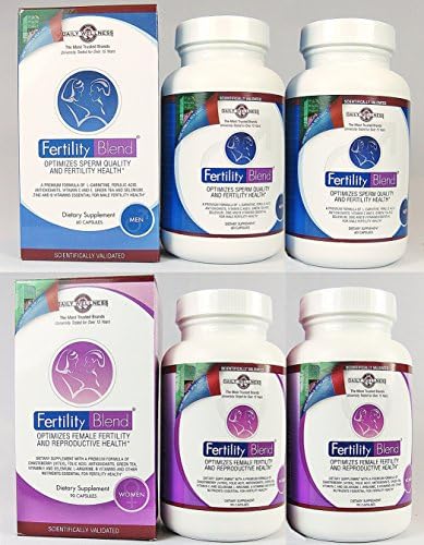 Fertility Blend Two Month Supply Each---FERTILITY BLEND Supplement for MEN (60 Tablets) X 2 Bottles and FERTILITY BLEND Supplement for WOMEN (90 Tablets) X 2 Bottles...by The Daily Wellness Co..