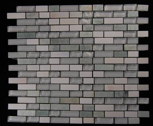 External hard drive:Fusion GRASS LAND Stone & Glass Mosaic Brick Tiles For Kitchen Bathroom Backsplash, Shower Walls - 10 Tiles per Box - Minimum Order 1 Box - Price is Per Tile