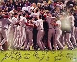 Boston Red Sox - World Series Team Celebration - 2007 Team Autographed 16x20 Photograph with 22 Signatures