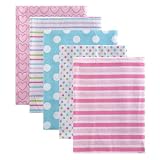 Luvable Friends Flannel Receiving Blankets, Pink, 5 Pack