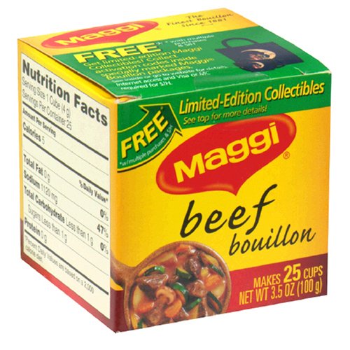 Maggi Beef Bouillon Cubes, 25-Count Boxes (Pack of 24) by Maggi