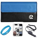 Blue & Black Portola Leather Carrying Holster with Fixed Belt-Clip and Magn ....