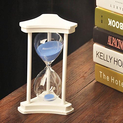 Superclub® Elegant Hand-Blown Triangle Prism 60 minutes 1 Hour Sand Timer Hourglass in White Wood-finished Stand for Xmas Birthdays Gift (Blue)