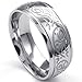 KONOV Mens Stainless Steel Ring, Engraved Florentine Design Charm 8mm Band, Silver