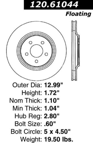 Centric Parts 120.61044 Premium Brake Rotor  