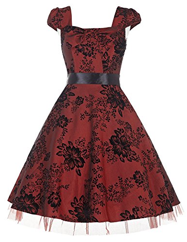 green emerald velvet dress Retro Stage A-Line Cocktail Off Shoulder Swing Dress Wine Red,M main image 1
