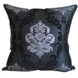 DreamHome - Medallion, Flocked Faux Silk European Pillow Sham, 26 X 26