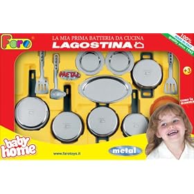 Click here to buy Quality Children's Kitchen Chef 12-piece Stainless Steel Playset *Set includes pots, pans, serving... by Faro.