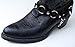 Western/Biker Boot Harness Chains Metal Rings, Black Leather
