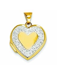 14K Gold Swarovski Elements White Heart Locket