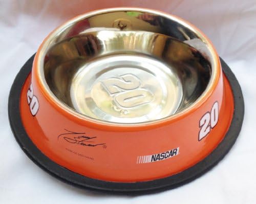 Embossed NASCAR #20 TONY STEWART Stainless Steel Pet Dog Food Bowl