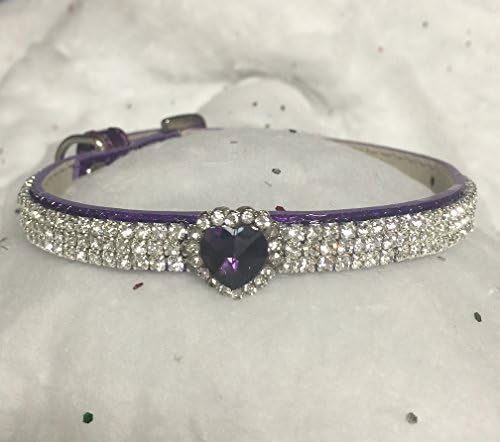 Little Amethyst Purple Valentine Heart ~ Crystal Rhinestone Diamante Dog Pet Collar USA! (MEDIUM)