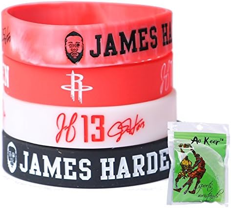 4PCS 3D James Harden No. 13 Silicone Wristband Bracelet with Signature (A style)
