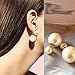 DDU(TM) 1 Pair Black- Charming Double Artificial Bead Earring Ear Ring Ear Stud Decoration