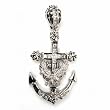 Sterling Silver - Cross and Anchor - Clear CZ - 77mm Pendant Height