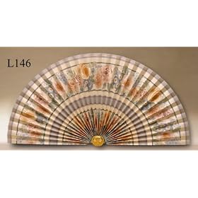 Neat Pleats Decorative Fan Hearth Screen or Overdoor Wall Hanging - COUNTRY BLUE FLORAL FLOWER BANDED