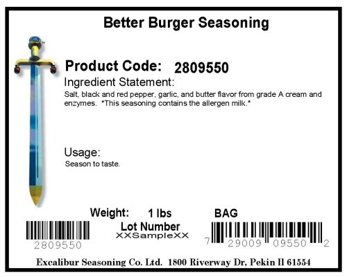 Excalibur Better Burger Seasoning, 16-Ounce Units (Pack of 12) by Excalibur