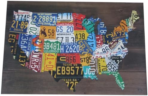 Wooden USA License Plate Map