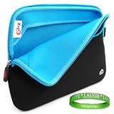Apple MacBook Pro and MacBook Air 13.3 Inch Screen ( Black with Sky Blue Trim) Laptop Sleeve Dual Zipper Case Cover + Live*Laugh*Love Silicone Wrist Band!!!