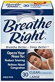 Breathe Right Nasal Strips, Large, Clear, 30-Count Boxes (Pack of 2)