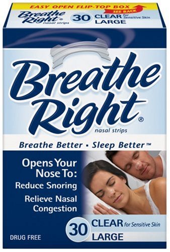 Breathe Right Nasal Strips, Large, Clear, 30-Count Boxes (Pack of 2)
