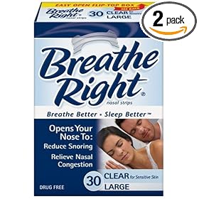 Breathe Right Nasal Strips, Large, Clear, 30-Count Boxes (Pack of 2)