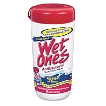 Wet Ones Antibacterial Hands & Face Wipes Fresh Scent 40 Count Canister (Pack of 6)