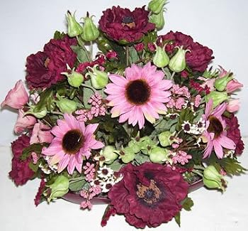 Sunflower and Poppy Arrangement on Design Tray