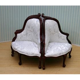 Dollhouse Miniature Fine Furniture Set of 4 Corner Chairs