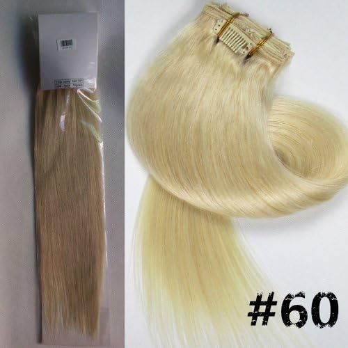 21 Color 15" 18" 20"22" 7pcs Straight Remy Clip in Real Human Hair Extensions 70gr/80gr (15inch   70gr, Color #60 Platinum Blonde)