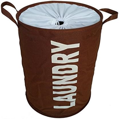 Dailydollor Foldable Oxford Cloth Laundry Basket Hamper Closet Storage (Brown)