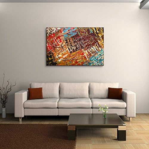 Tjie Art Hand Painted Mordern Oil Paintings Le Monde 28 X 42in. Canvas Art Prints Modern Abstract Piece ,High-quality Prints on Canvas ,Stretched on Frame