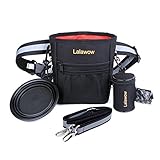 Lalawow 犬 ウエストポーチ トレーニング 多機能　お菓子/小物入れ ペット折りたたみボウル+ゴミ袋ケース (ブラック)