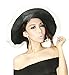IL Caldo Womens Sun Hat Black & White Folding Floppy Derby Hat Wide Large Brim Travel Beach Cap,Black