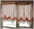 Victorian Pink Ruffle Adjustable Balloon Curtain w/lace