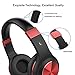 Headphones, Vomach On Ear Headphones with Mic Girls Headphones Wired Foldable Headphones with Microphone Red