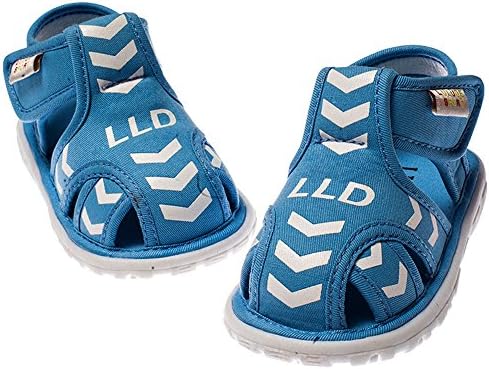 LULUDE Infant Baby Girls Boys Cutton Premium Soft Sole Anti-Slip Summer Prewalker Toddler Sandals (8, Blue)