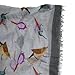 Bucasi Classic Ladies Modern Bird Print Scarf with Fringed in Gray
