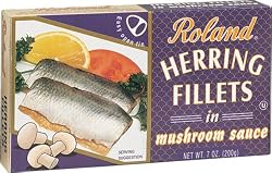 Roland Herring Fillets in Mushroom Sauce, 7-Ounce Can (Pack of 6)
