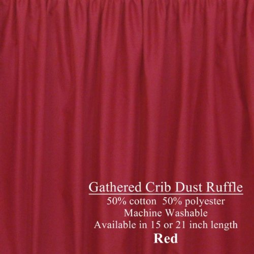 Red extra long Gathered Crib Dust Ruffle 21 inch Cribskirt