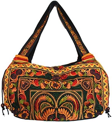 Handmade Vintage Bohemian Boho Hippie Gypsy Indian Hmong Tribal Ethnic Handbag Shoulder Bag Purse Orange Bird (MB001) - Shipped by Fedex FREE (Asia &amp; Europe)