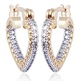 SS 18kpl Genuine Diamond Accent Heart Hoop Earrings