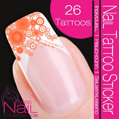 Nail Tattoo Sticker Kreis / Deko Ecke - orange Preisvergleich