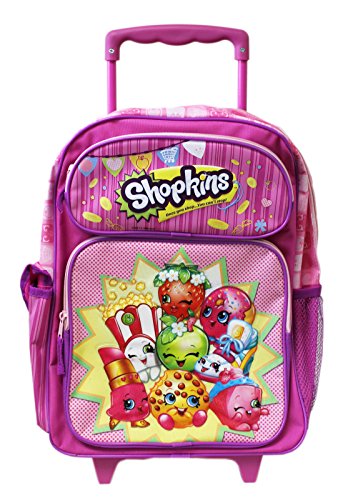 Shopkins Pink Full Size Kids Rolling Backpack (16in)