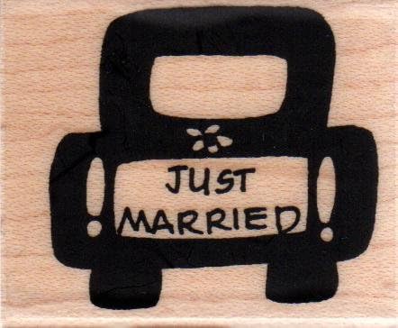 Just Married Car Wood Mounted Rubber Stamp (659C)