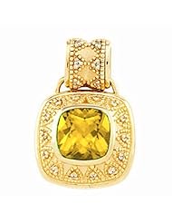 18K Yellow Gold Antique Square Cut Citrine and Diamond Pendant -- LIFETIME WARRANTY