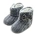 DZT1968 Baby Girl Soft Anti Slip Sole Knit Cotton Bowknot Shoes Snow Boots Socks (6~12 Months, Gray)
