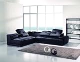 New 3pc Contemporary Leather Sectional Sofa #AM-L861-B-BLACK