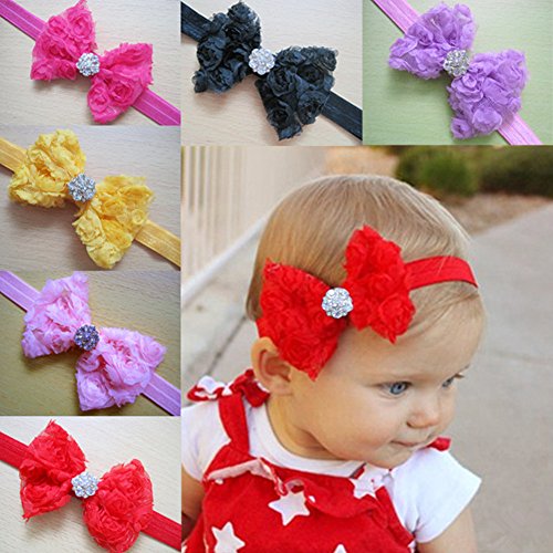 Qandsweet Baby Girl's Headbands Hair Bow Crystal Flower (9 Pack)